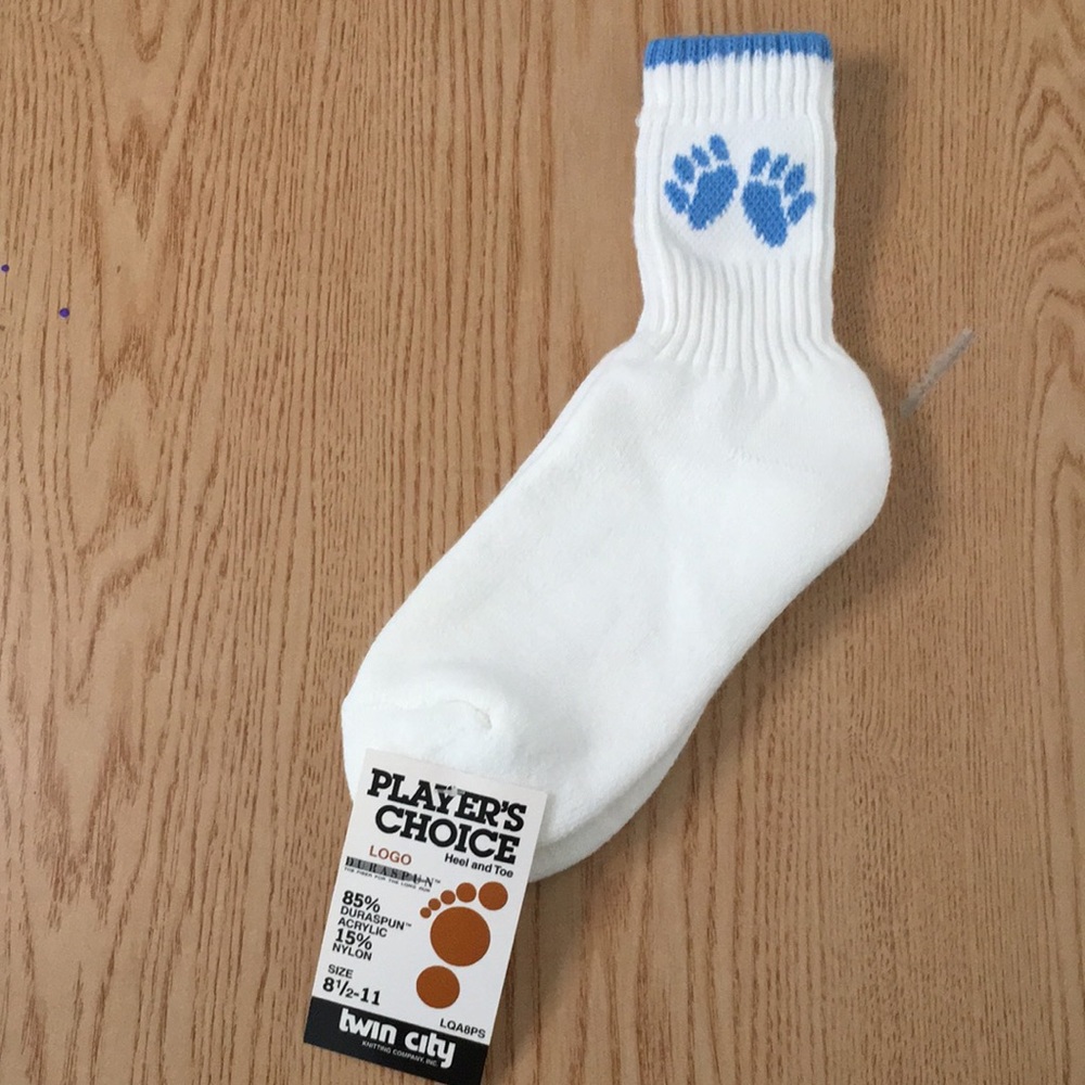 New 1 Pair of Womens Paw Print Ankle Socks White Blue Size 8.5-11